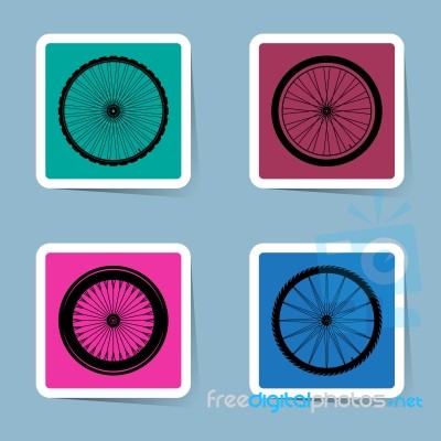 Bicycle Wheel Icon Set Stock Image