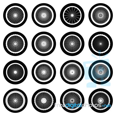 Bicycle Wheel Icon Set.  Illustration Stock Image