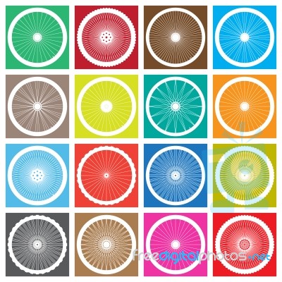 Bicycle Wheel Icon Set  Illustration Stock Image