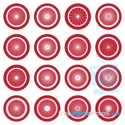 Bicycle Wheel Icon Set  Illustration Stock Image