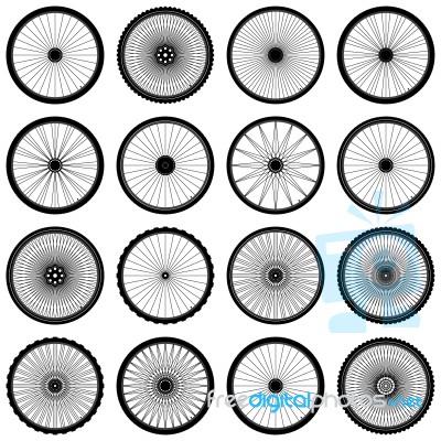 Bicycle Wheel Icon Set On White Background Stock Image