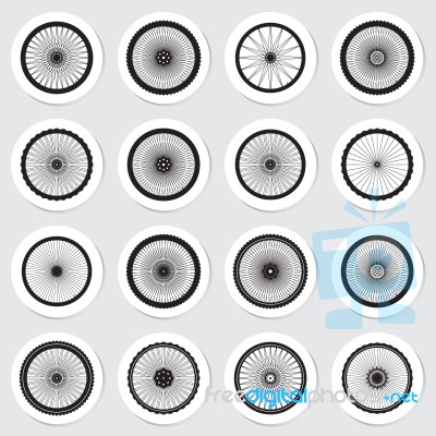 Bicycle Wheel Sticker Icon Set  Illustration Stock Image