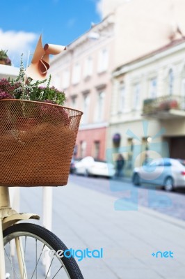 Bicycle With Basket Stock Photo