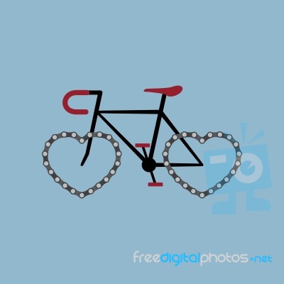 Bicycle With Heart Shape Chain Wheel Stock Image