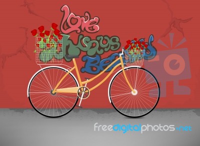 Bicycle With Rose Flowers Stock Image