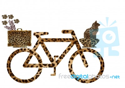 Bicycle With Suitcase And Cat Stock Image