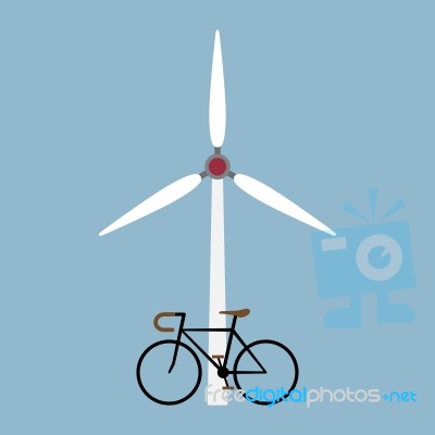 Bicycle With Wind Turbine Stock Image