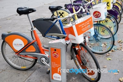 Bicycles For Hire In Vienna Stock Photo