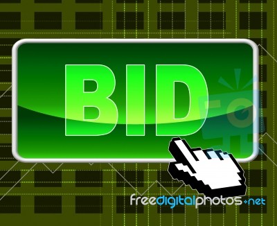 Bid Button Represents World Wide Web And Auction Stock Image