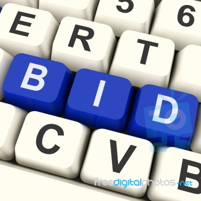 Bid Keys Show Online Bidding Or Auction Stock Image