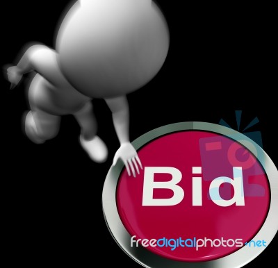 Bid Pressed Shows Auction Buying And Selling Stock Image