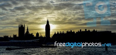 Big Ben During Sunset, London, Uk Stock Photo