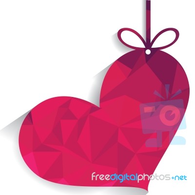 Big Colorful Pink Heart With Ribbon On White Background Stock Image