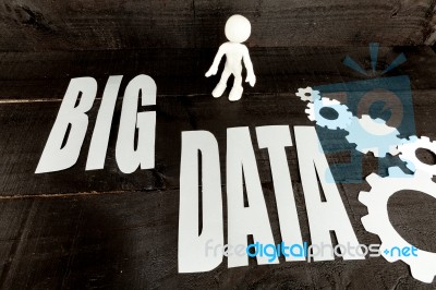 Big Data Concept And 3d White Man Stock Photo