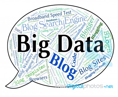 Big Data Showing Large Information And Text Stock Image