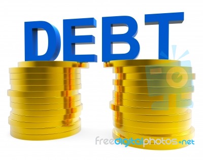 Big Debt Indicates Financial Obligation And Currency Stock Image