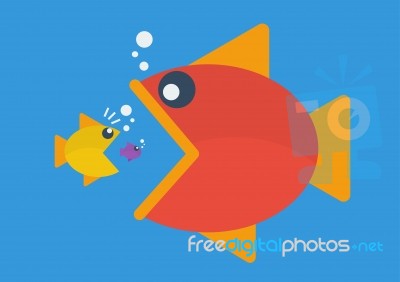 Big Fish Eat Little Fish. Flat Style Stock Image