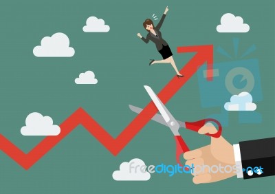 Big Hand Cutting Rival Growing Graph Stock Image