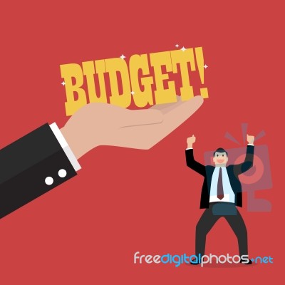 Big Hand Give A Budget To Businessman Stock Image