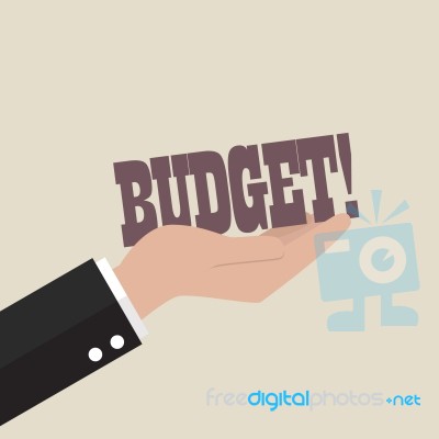 Big Hand Holding Budget Word Stock Image