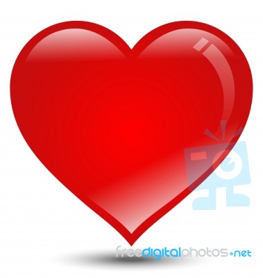 Big Red Heart On White Background Stock Image