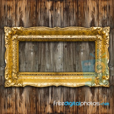 Big Retro Old Gold Picture Frame Stock Photo