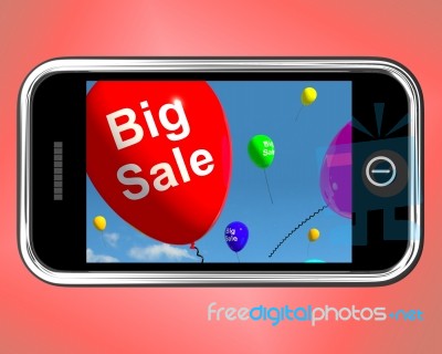 Big Sale Balloons On Mobile Phone Stock Image