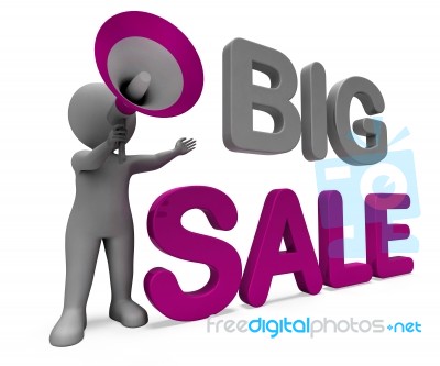 Big Sale Character Shows Promotional Savings Save Or Discounts Stock Image