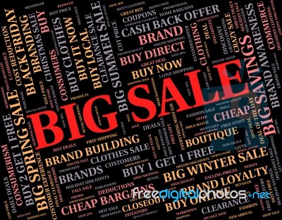 Big Sale Showing Text Words And Bargains Stock Image