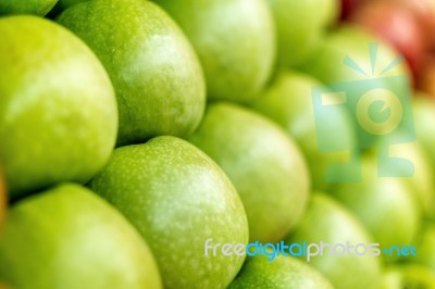 Big Stack Of Green Apples Stock Photo