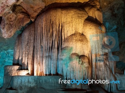 Big Stalactite Wall Stock Photo