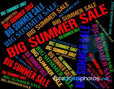 Big Summer Sale Shows Hot Weather And Bargains Stock Image