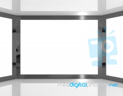 Big TV Monitors With Blank Screen Stock Image