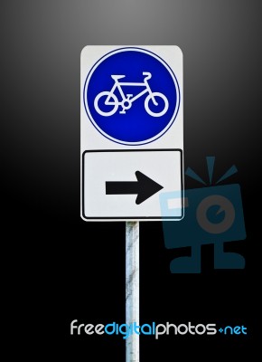 Bike Sign With Bicycle Path Stock Photo