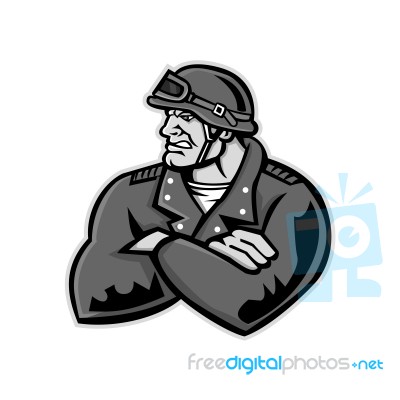 Biker Arms Crossed Mascot Stock Image