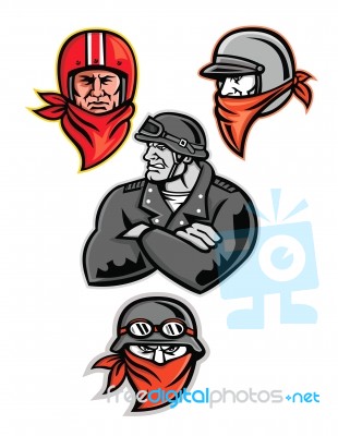 Biker Outlaw Mascot Collection Stock Image