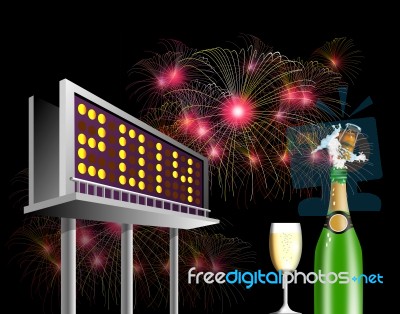 Billboard Advertising New Year 2014 Stock Image