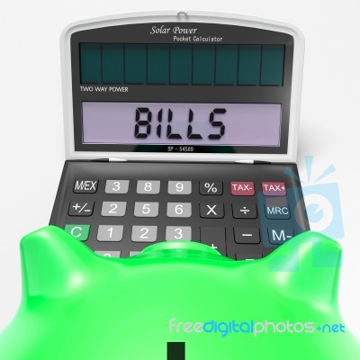 Bills Calculator Shows Invoices Payable And Accounting Stock Image