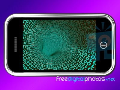 Binary Code On Mobile Screen Stock Image