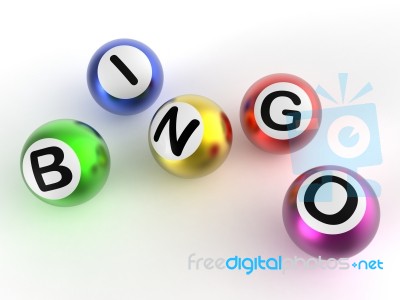 Bingo Balls Shows Luck At Lottery Stock Image