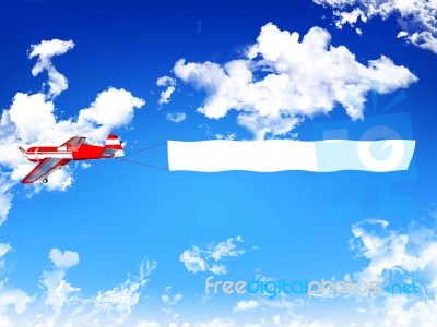 Biplane Aircraft Pulling Advertisement Banner Stock Image