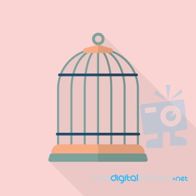 Bird Cage Flat Icon Stock Image