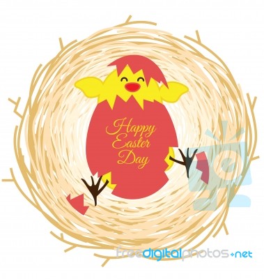 Bird Nest And Egg For Easter Day Card Stock Image