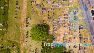 Birds Eye Cemetery Stock Photo