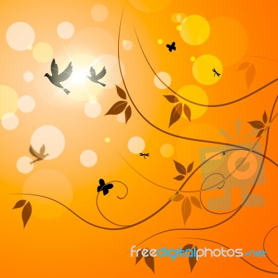 Birds Floral Indicates Petals Sunny And Florals Stock Image