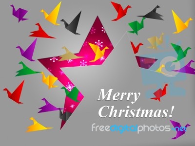 Birds Xmas Shows Merry Christmas And Celebration Stock Image