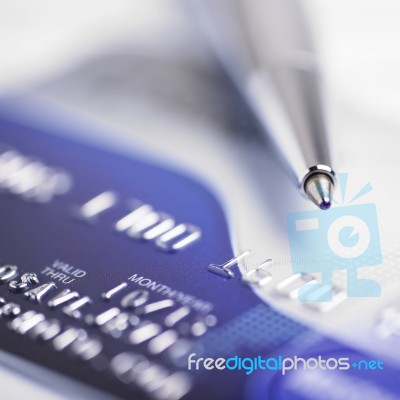 Biro Pen On Credit Card Stock Photo - Royalty Free Image ID 10086809