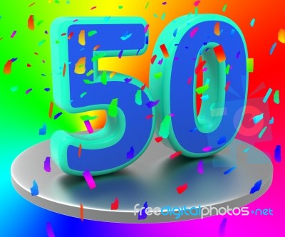 Birthday Fiftieth Represents Happy Anniversary And Anniversaries… Stock Image