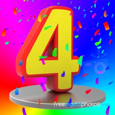 Birthday Fourth Indicates Happy Anniversary And Anniversaries Stock Image