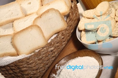 Biscuits Crackers Flour Stock Photo